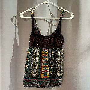 Angie Black and Multicolor Embroidered Camisole